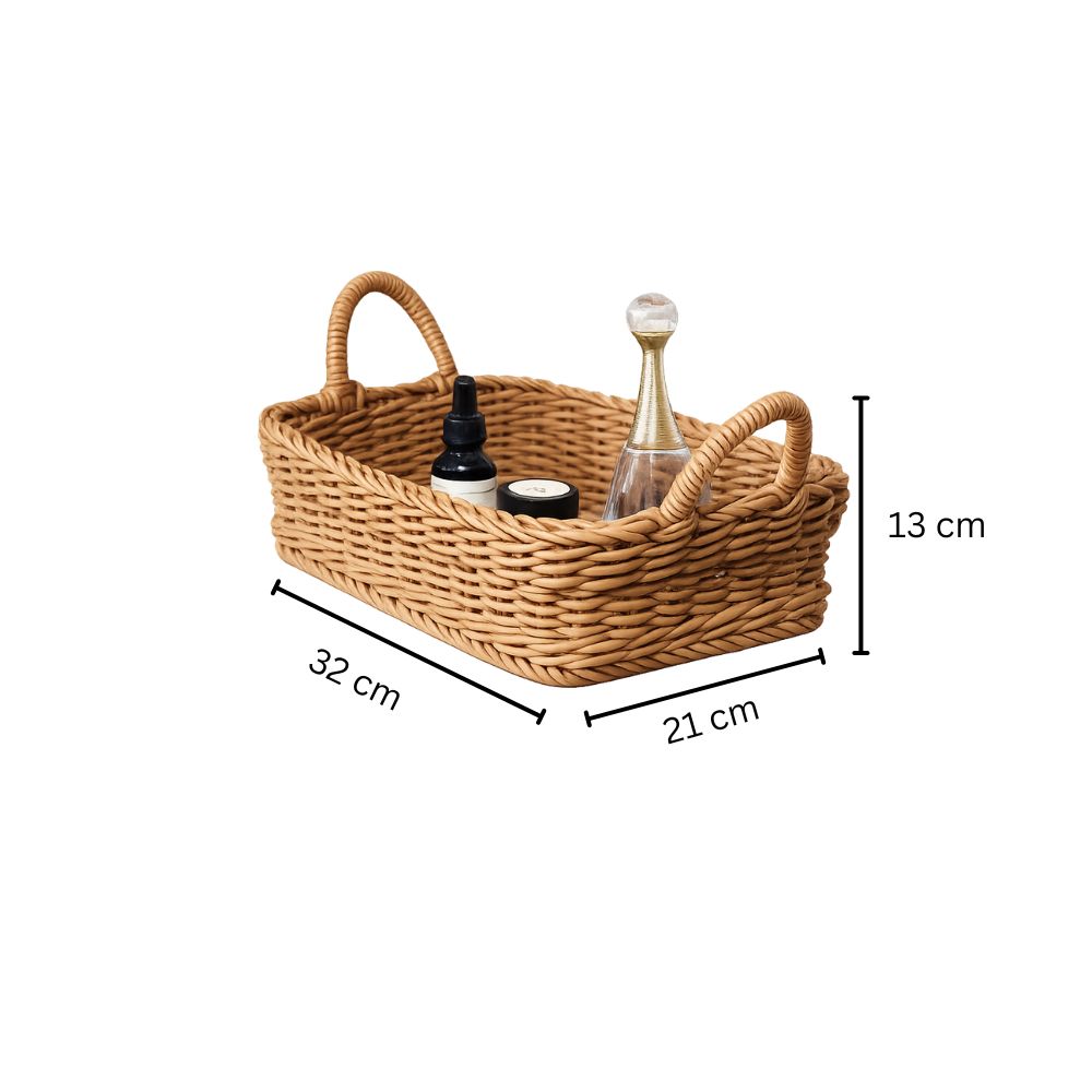 Alma Rectangular Basket with Handles Medium - Khaki