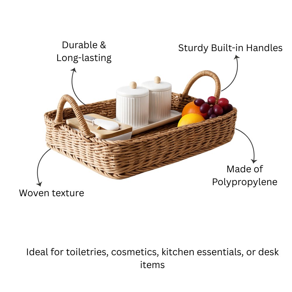 Alma Rectangular Basket with Handles Large - Khaki