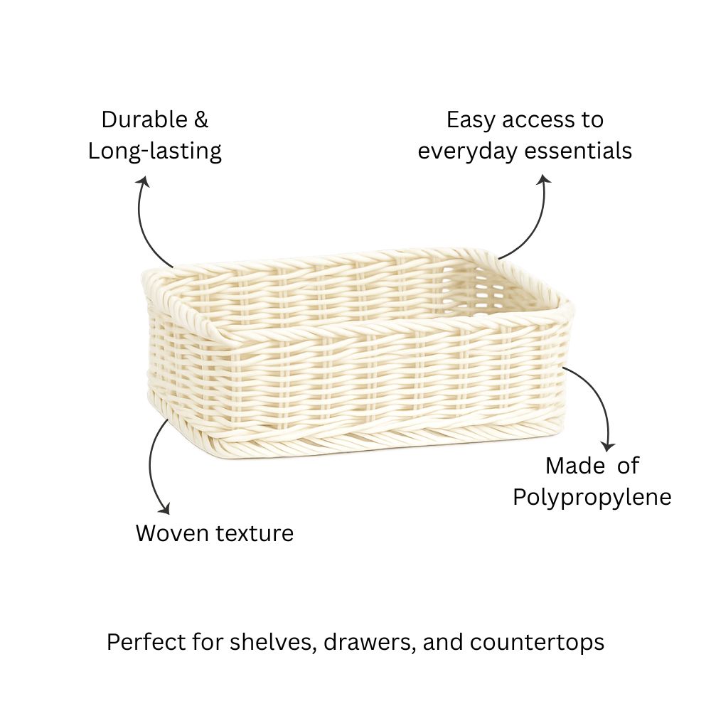 Elsa Rectangular Basket Medium - Ivory