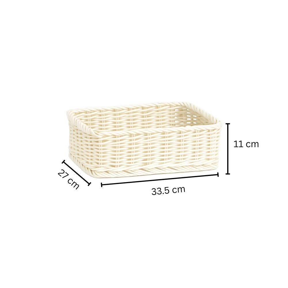 Elsa Rectangular Basket Medium - Ivory