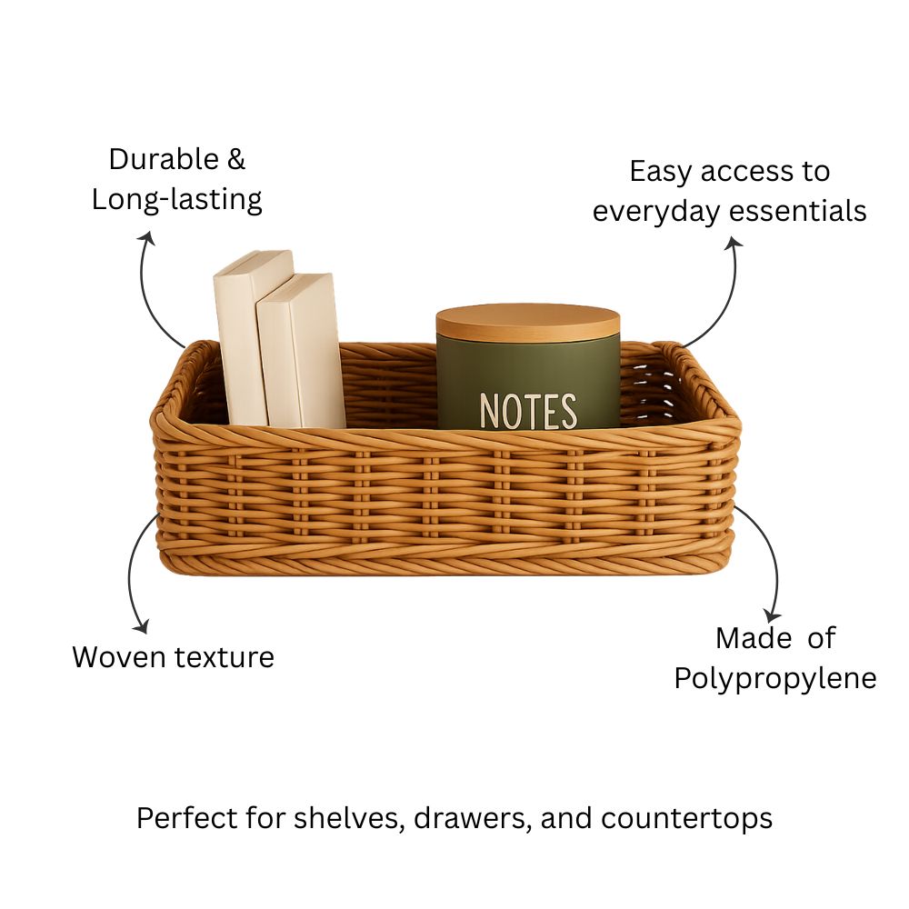 Elsa Rectangular Basket Medium - Khaki