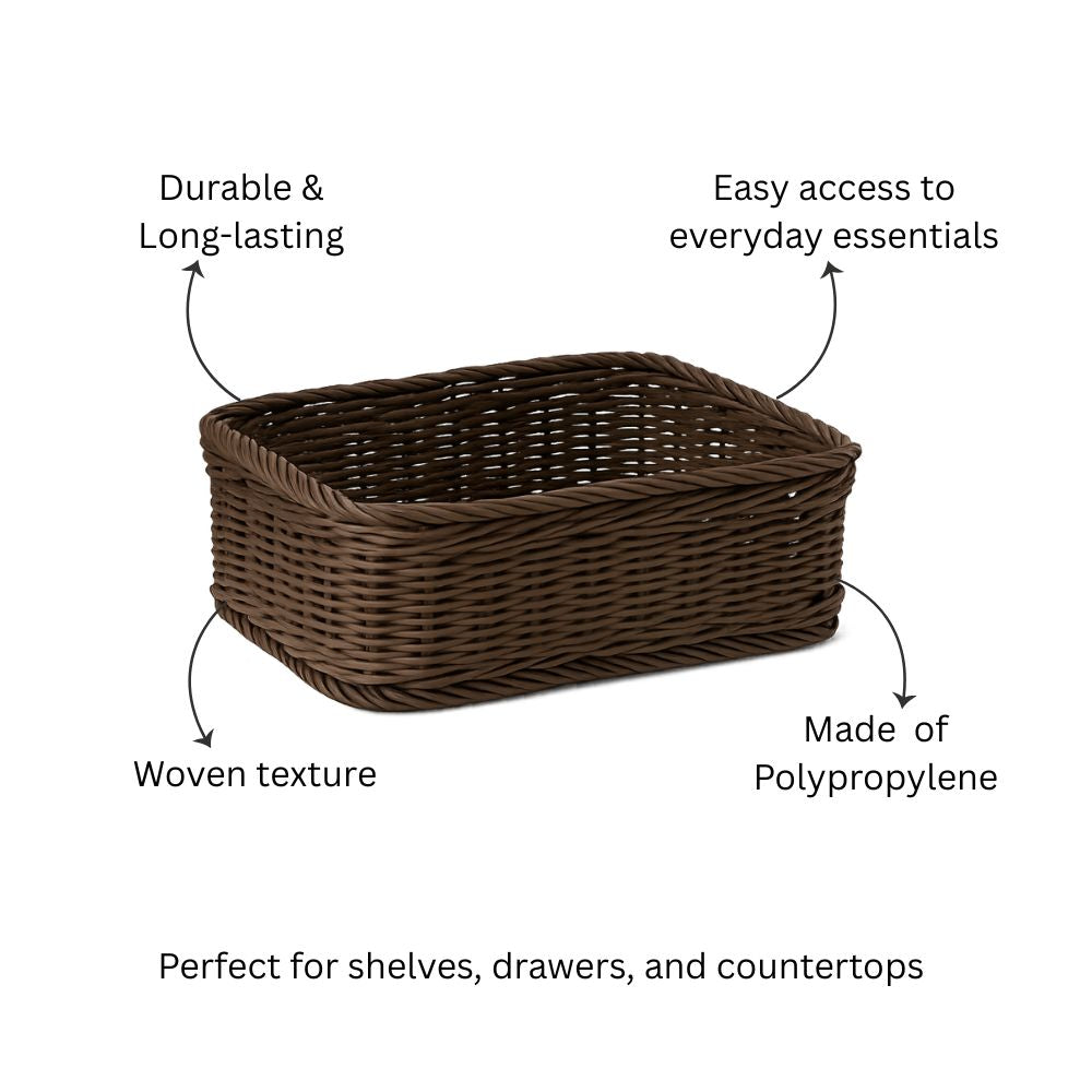 Elsa Rectangular Basket Medium - Dark Brown
