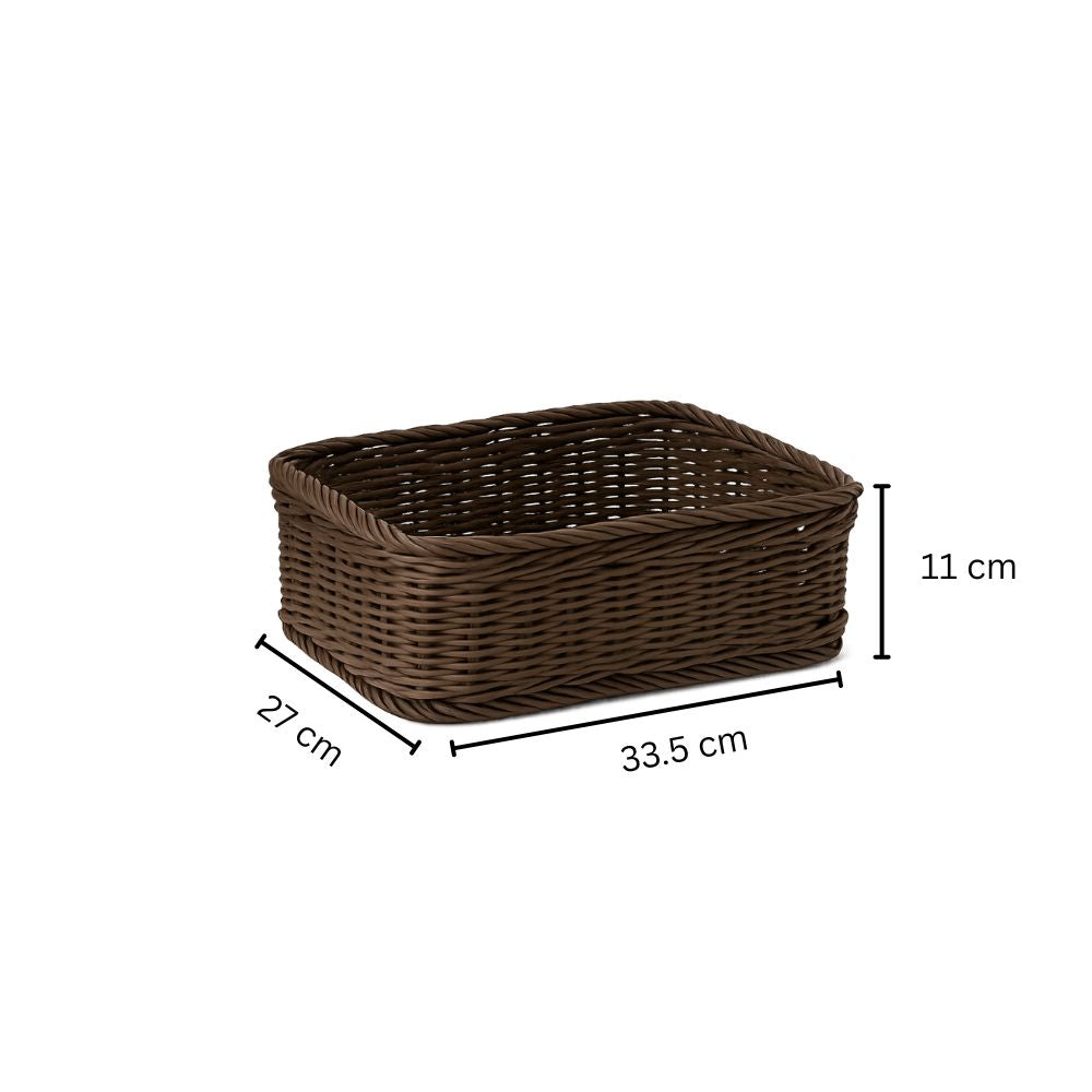 Elsa Rectangular Basket Medium - Dark Brown