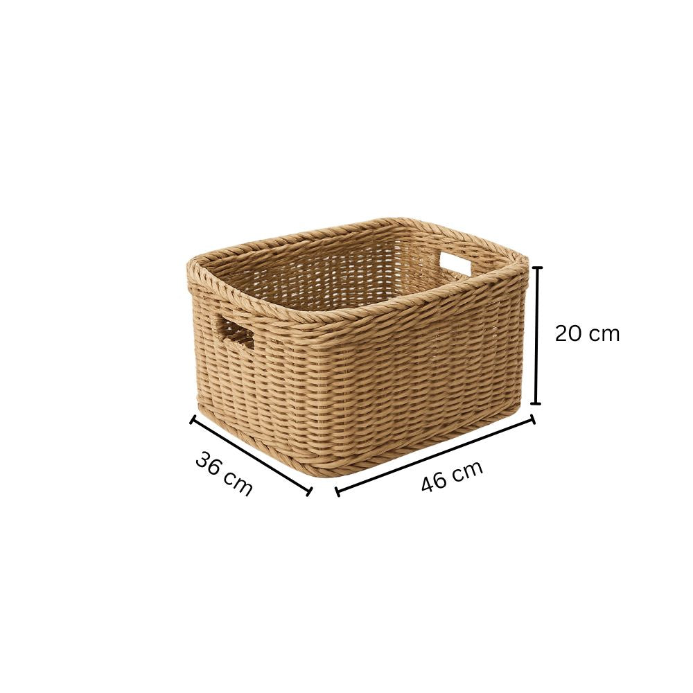Theo Rectangular Storage Basket - Khaki