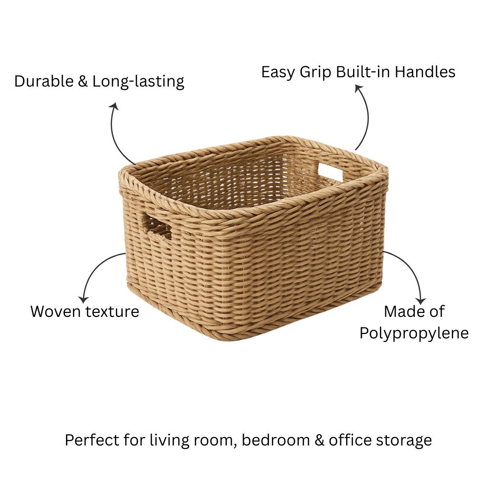 Theo Rectangular Storage Basket - Khaki