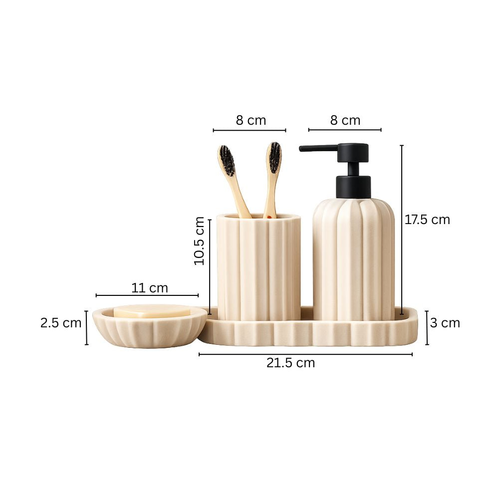 Hex 4-piece Bathroom Set - Sandy Beige