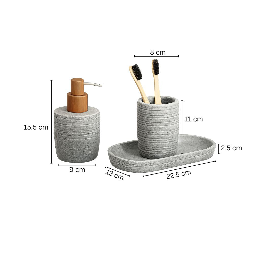 Flint 3-piece Bathroom Set - Stone Grey
