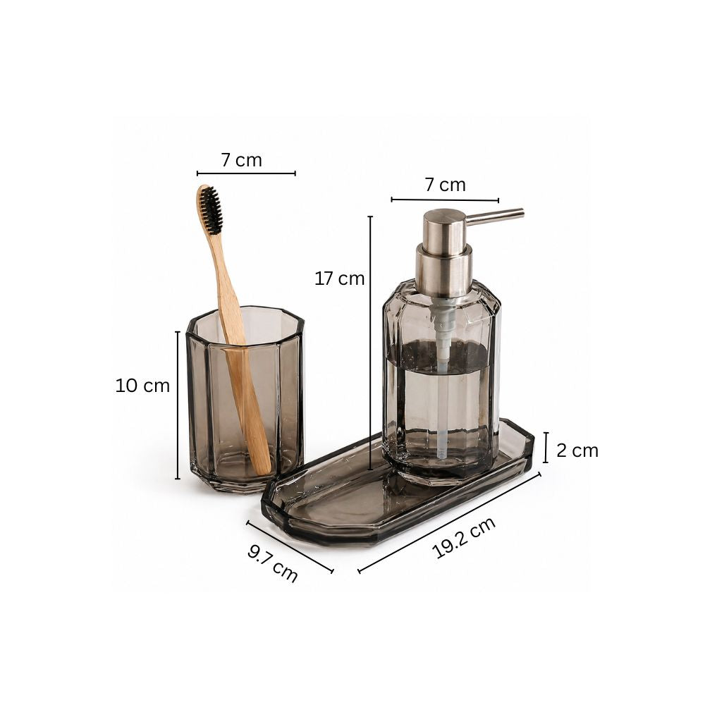 Facet 3-piece Glass Bathroom Set - Smoke