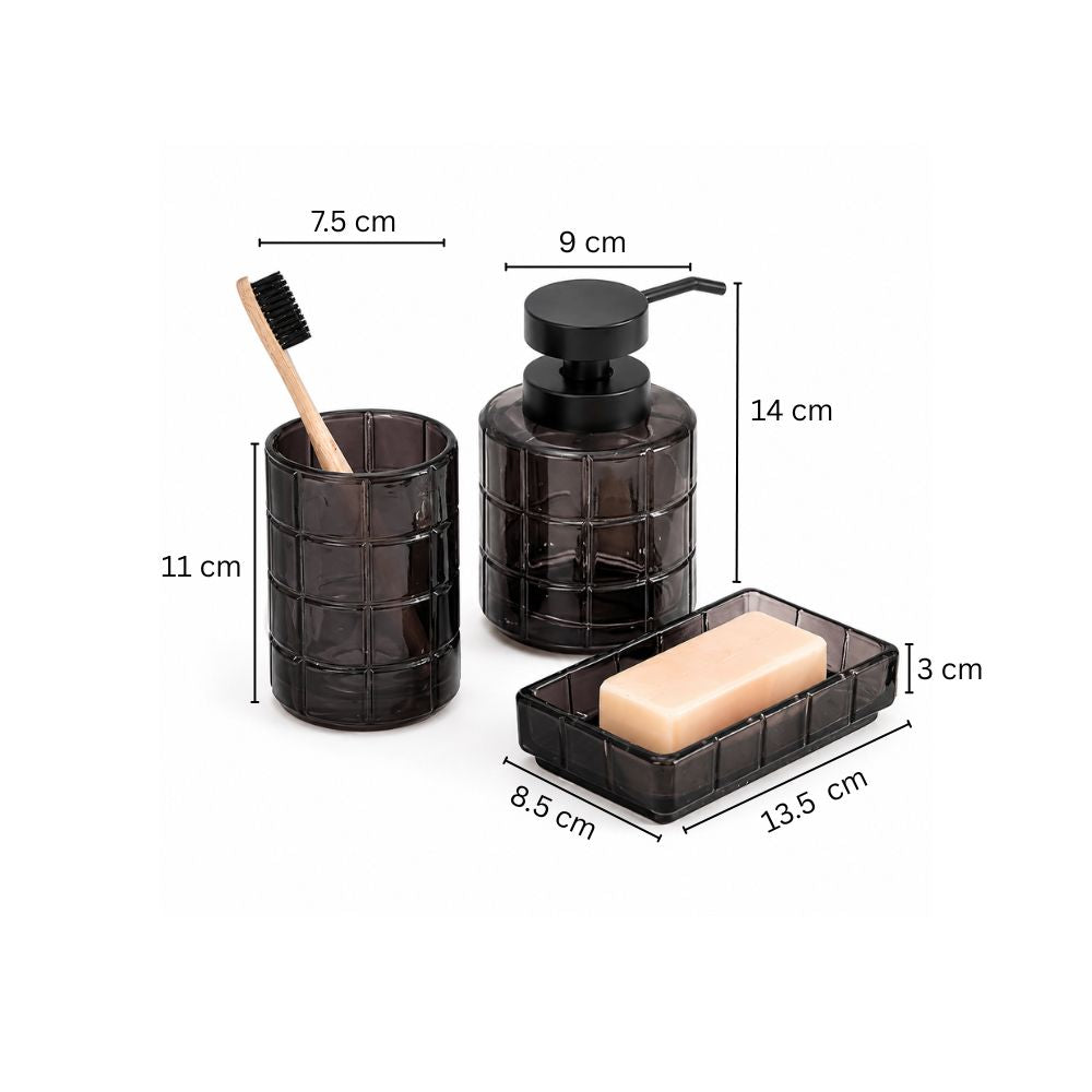 Damier 3-piece Glass Bathroom Set - Black