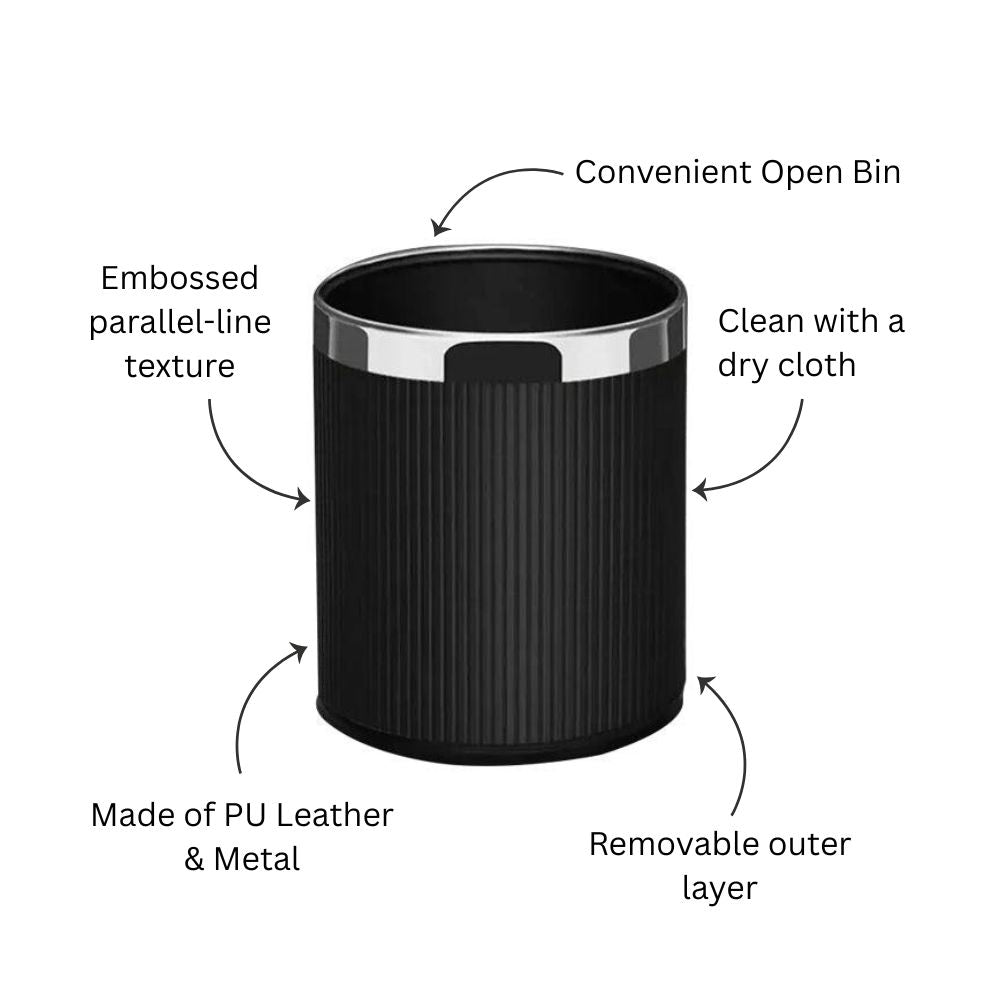 Columns Waste Bin 10L - Black & Steel