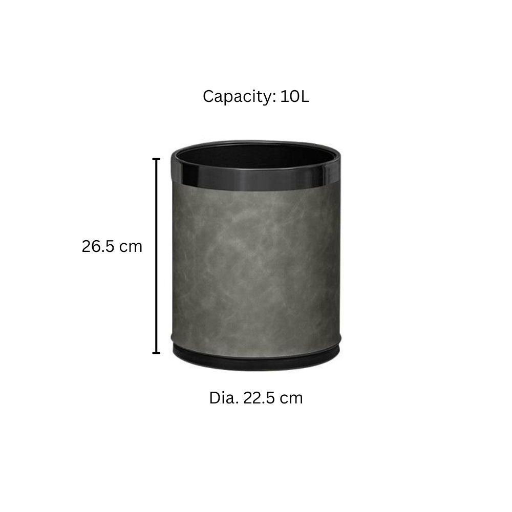 Textured Waste Bin 10L - Grey & Dark Steel
