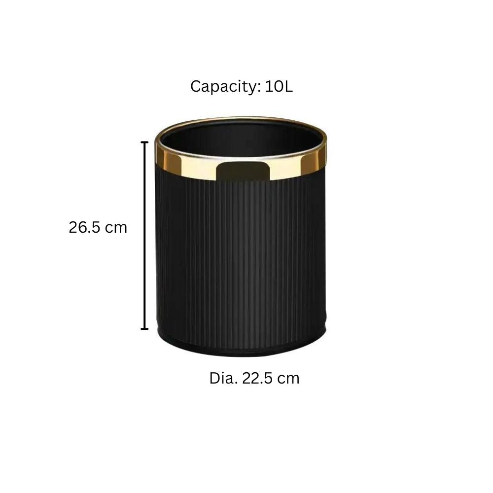 Columns Waste Bin 10L - Black & Gold