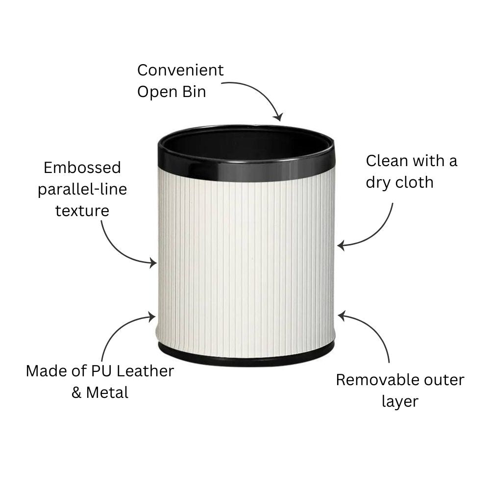 Columns Waste Bin 10L - Ivory & Dark Steel