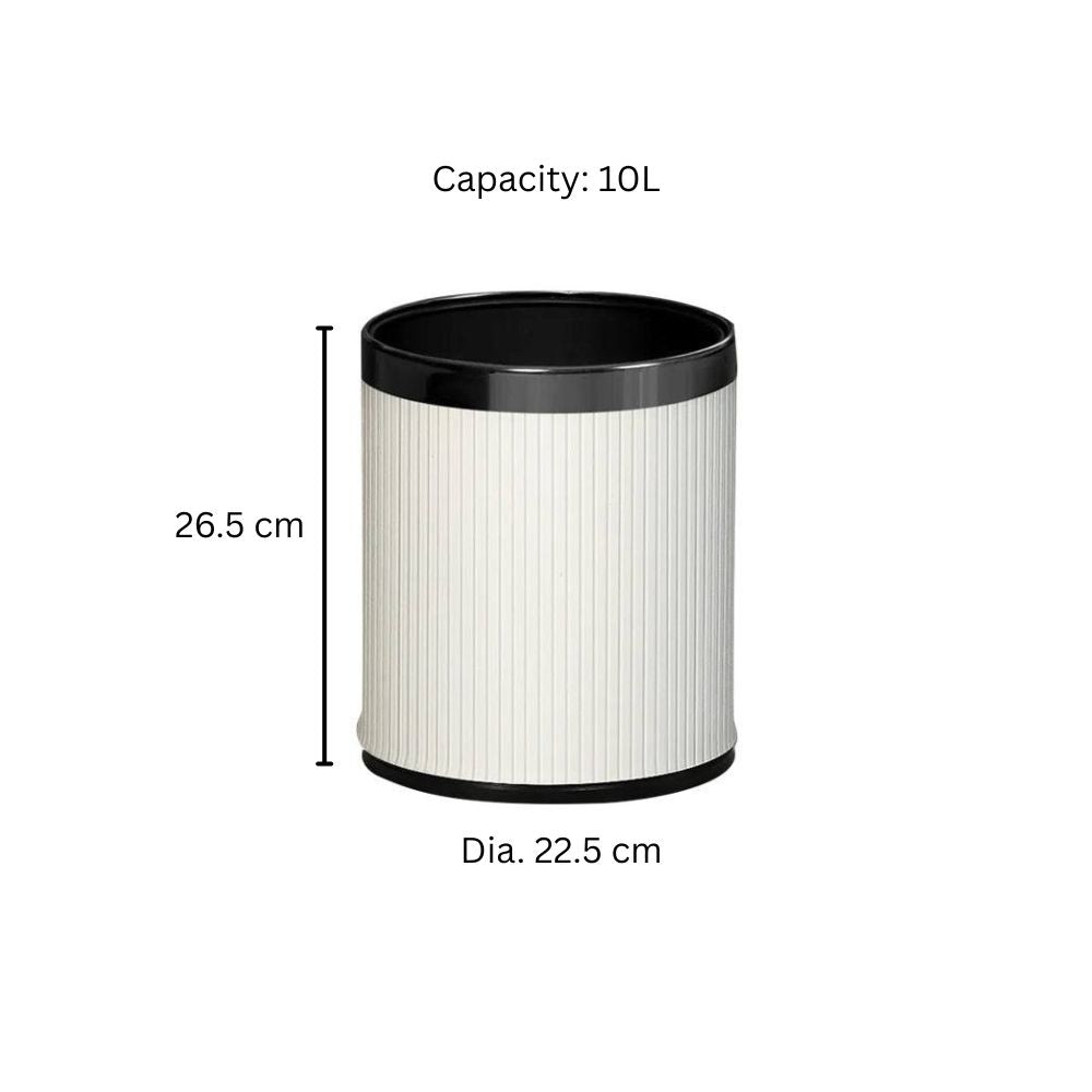 Columns Waste Bin 10L - Ivory & Dark Steel