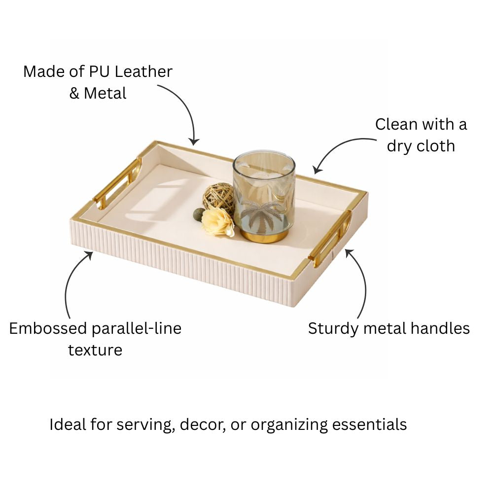 Alden Serving Tray - Ivory & Gold