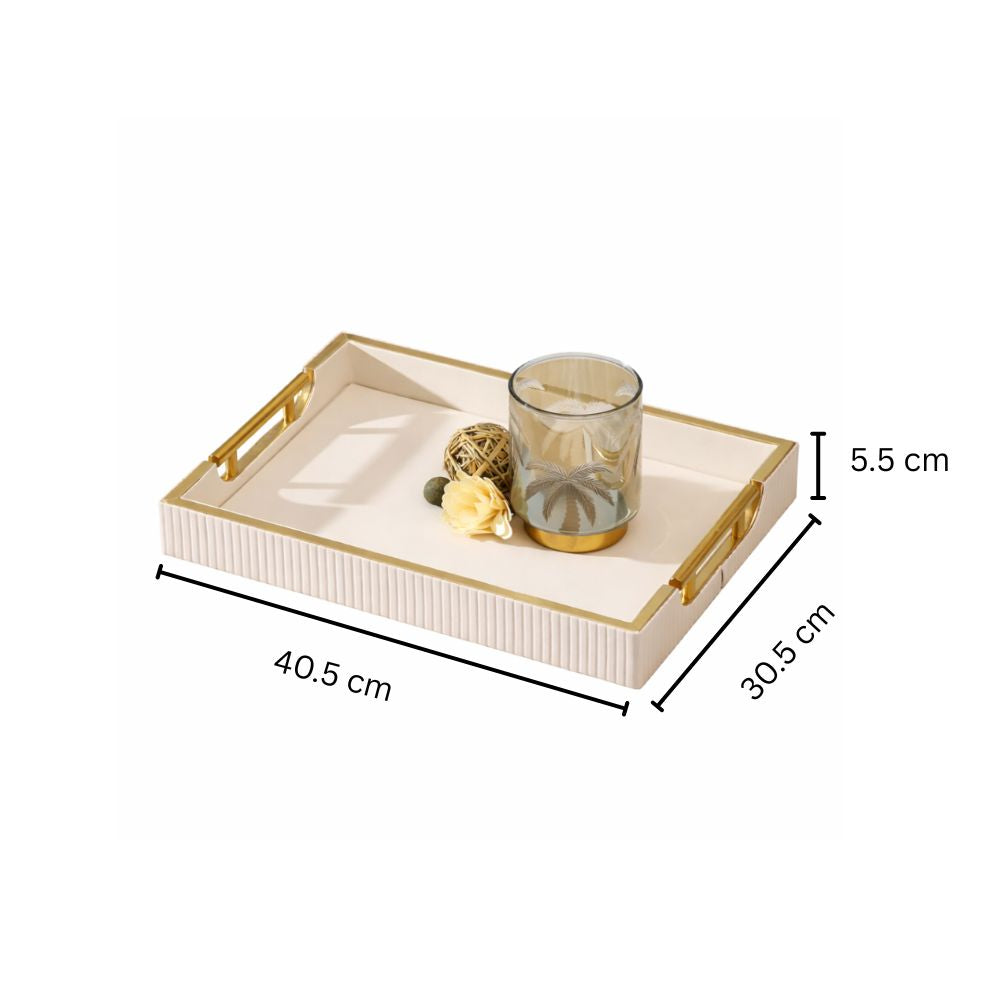 Alden Serving Tray - Ivory & Gold