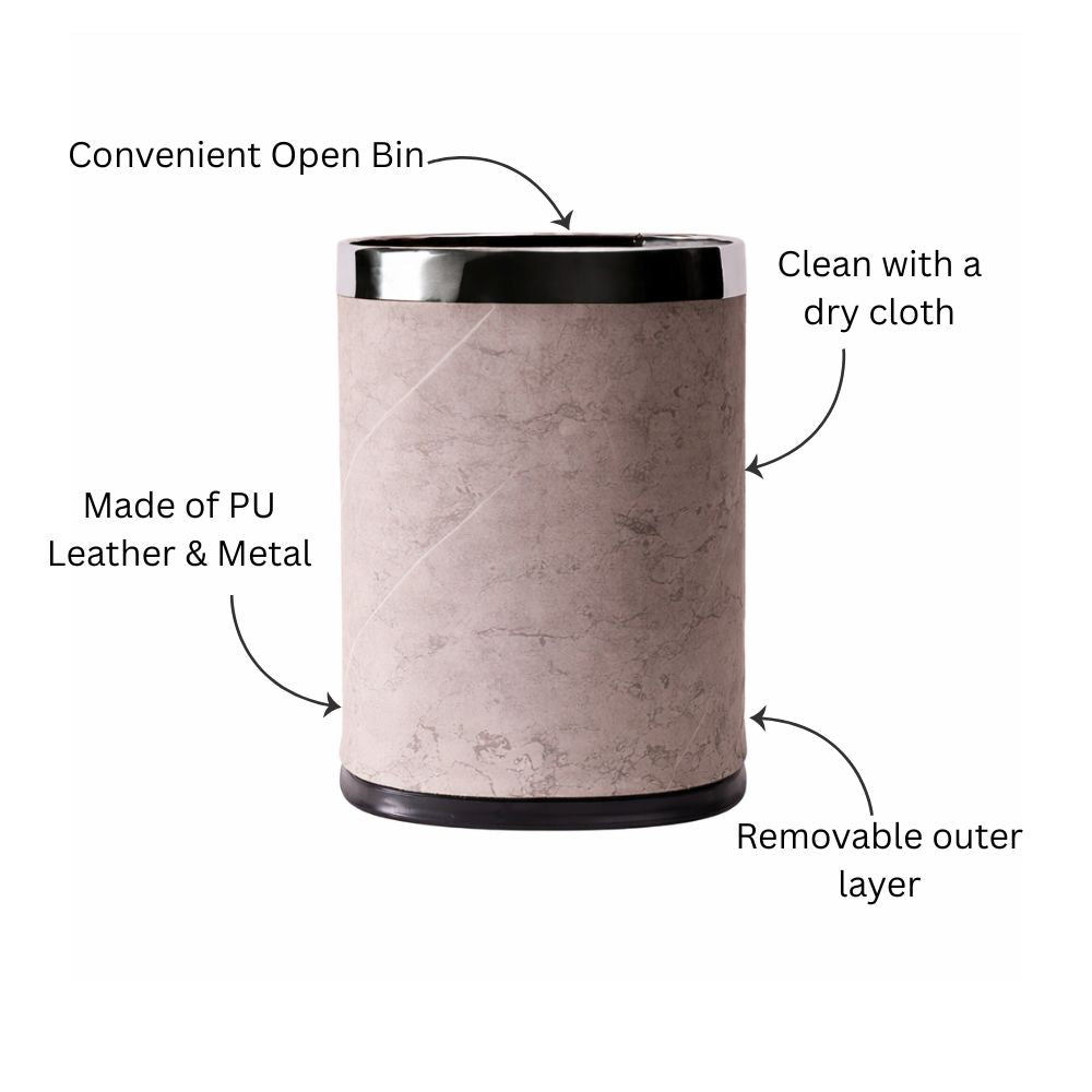 Textured Sqround Waste Bin 12L - Grey & Silver