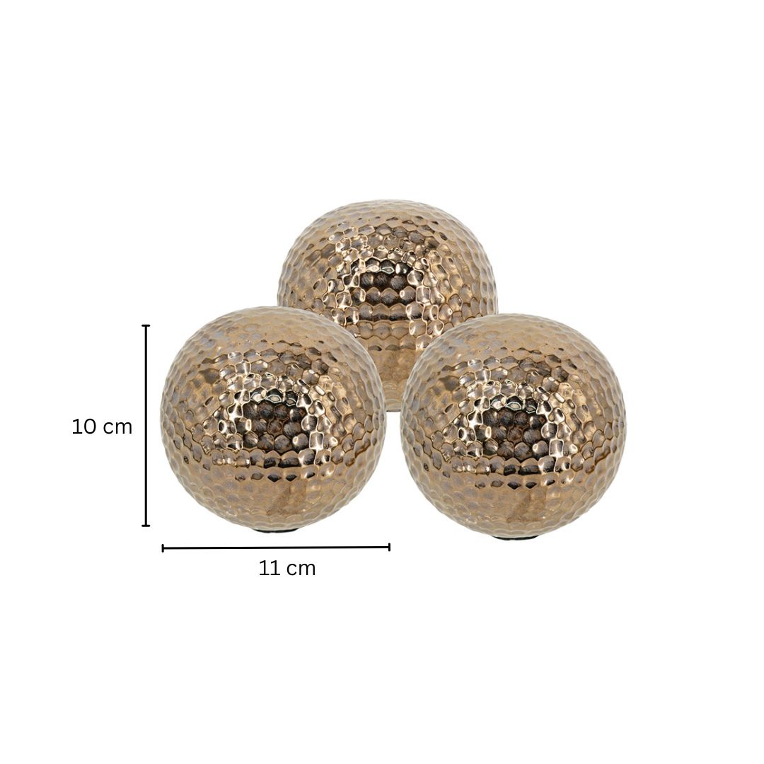 Cher Ceramic Ball Accents, Set of 3 - Gunmetal Gold