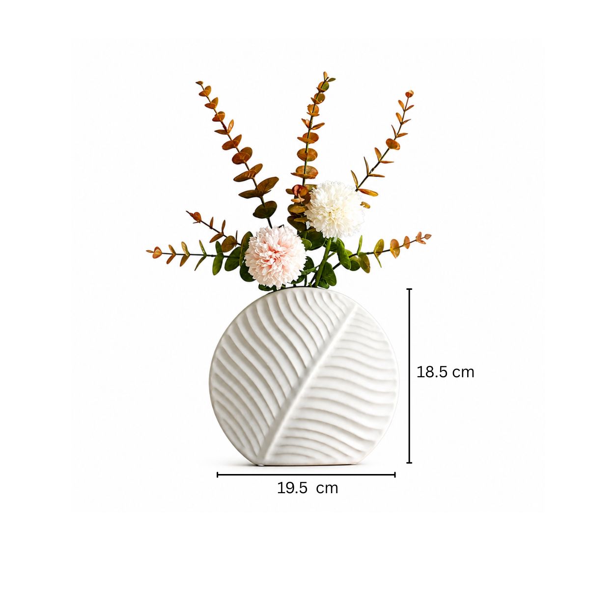 Leaf Slim Ceramic Vase - White
