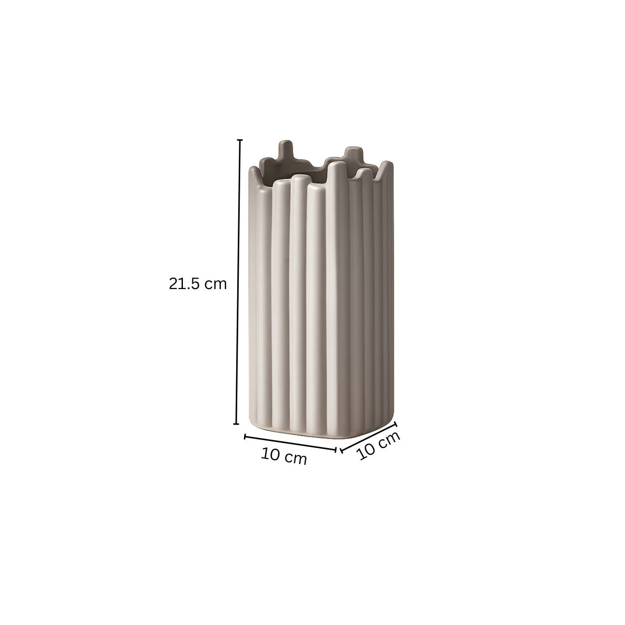 Ribbed Ceramic Vase - Taupe