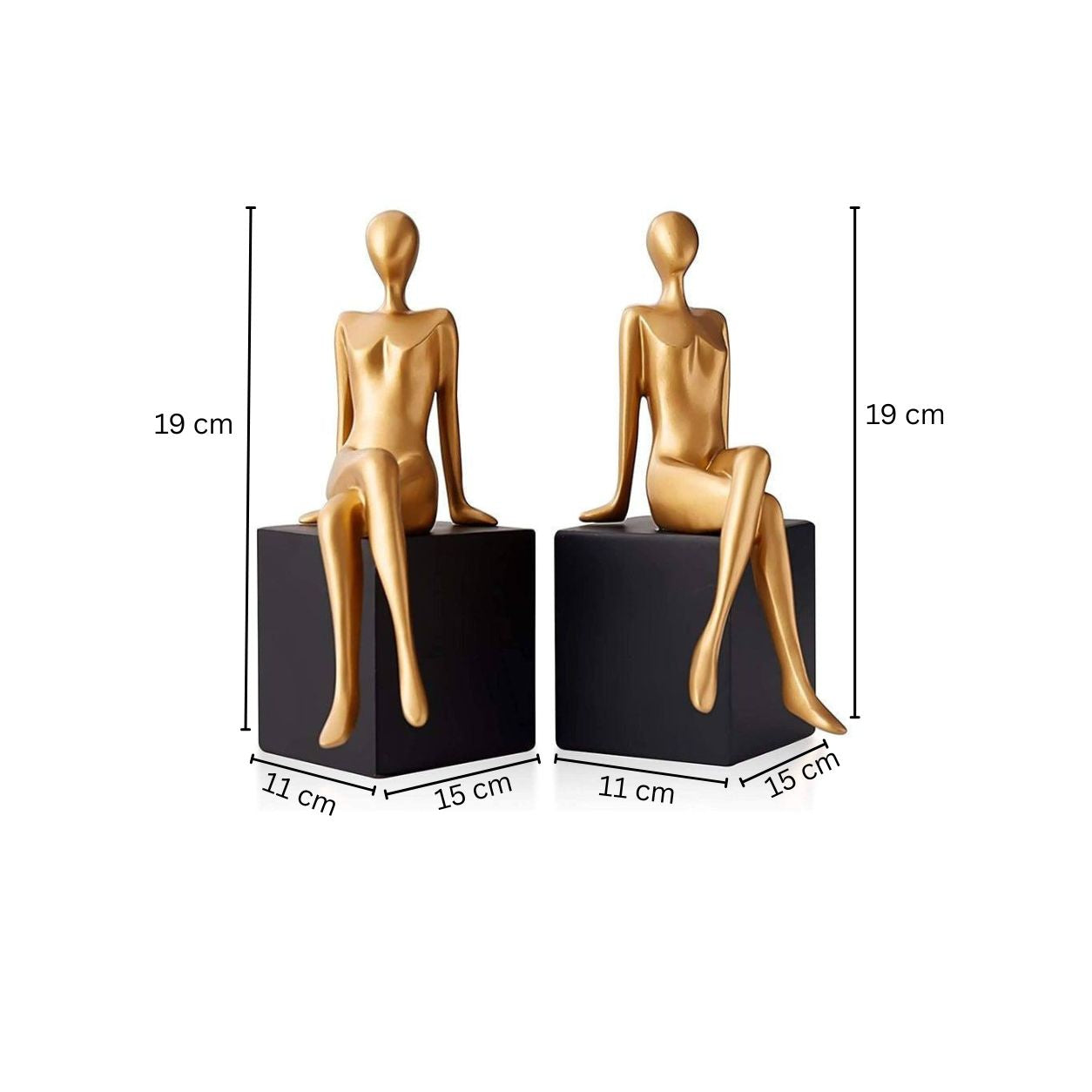 Enhabit Seated Bookends, Set of 2 - Black & Gold