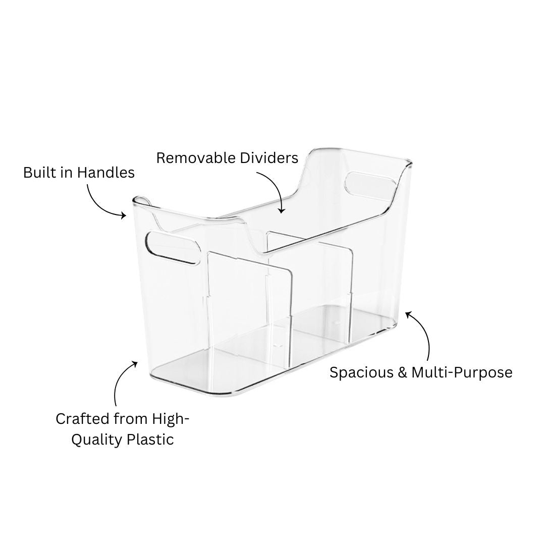Hold-It Storage Bin with Dividers - Clear