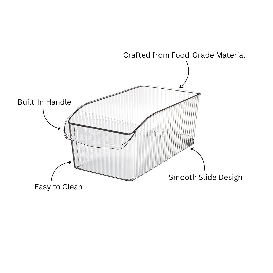 Ribbed Deep Fridge Storage Bin - Clear