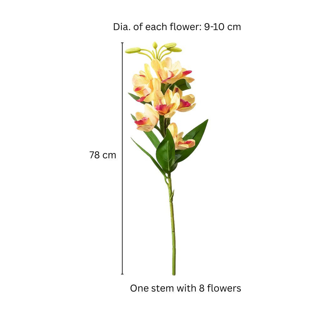 Cymbidium Orchid Faux Stem - Yellow