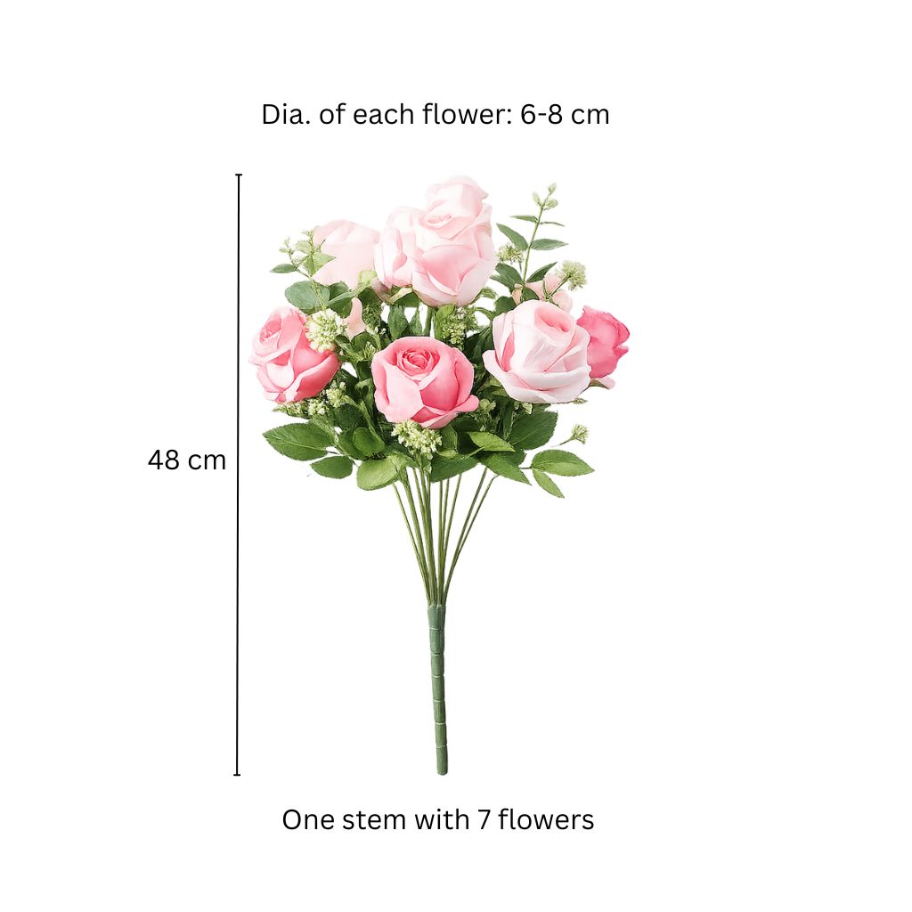 Merlin Roses Faux Stem - Shaded Pink