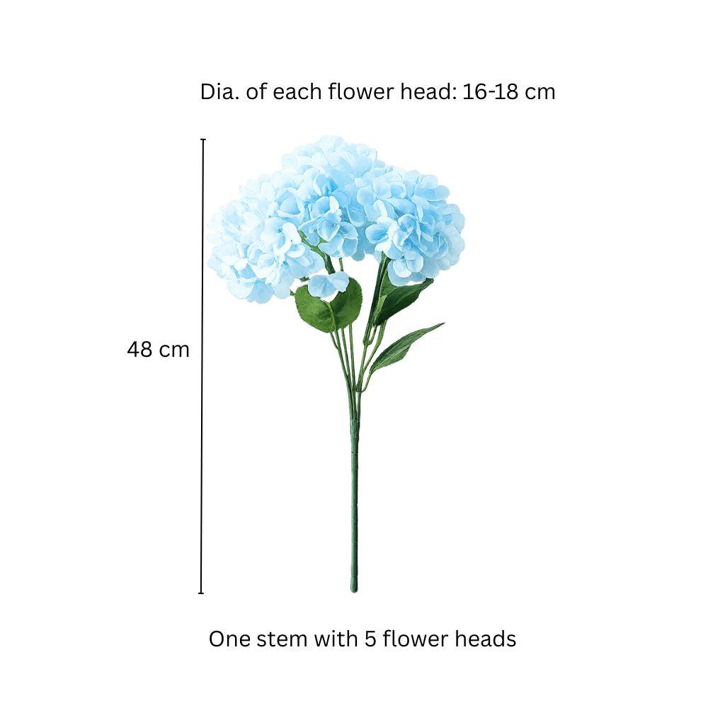 Lacecap Hydrangeas Faux Stem - Sky Blue