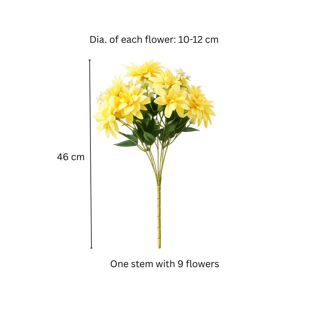 Formal Dahlias Faux Stem - Yellow