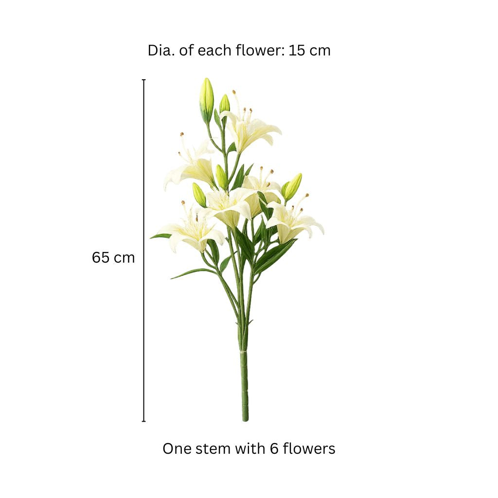 Martagon Lilies Faux Stem - Dappled White