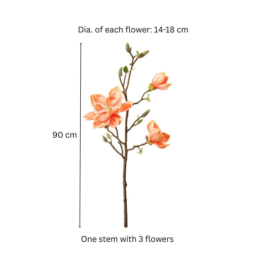 Lotus Magnolia Faux Stem - Coral Sunrise