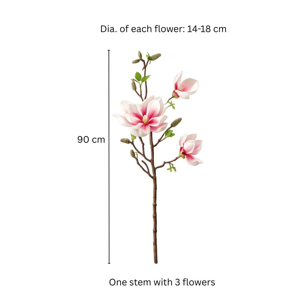 Lotus Magnolia Faux Stem - White Pink