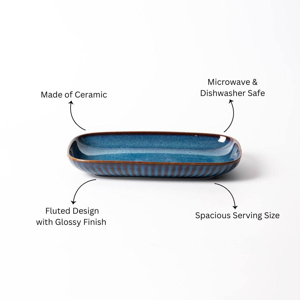Cove Rectangular Plate - Teal Blue