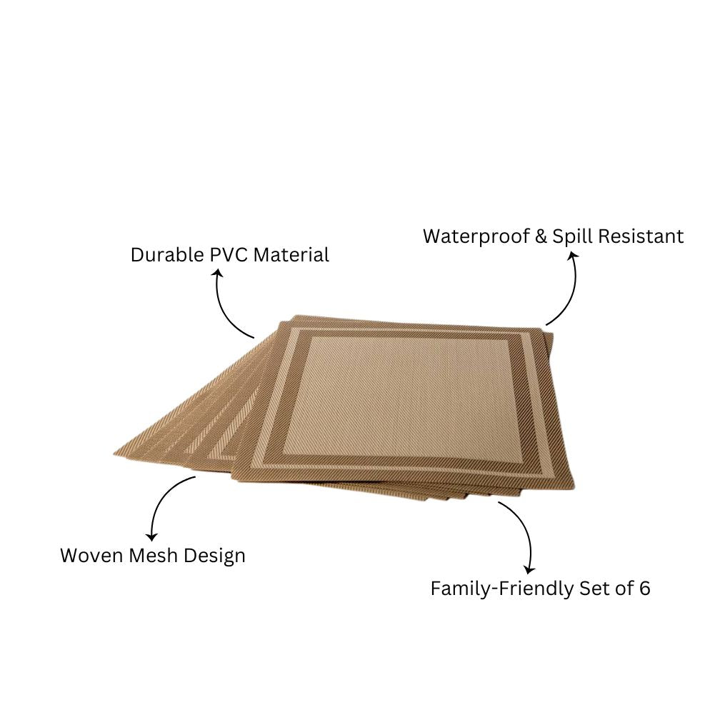 Mesh Rectangular Placemats, Set of 6 - Beige