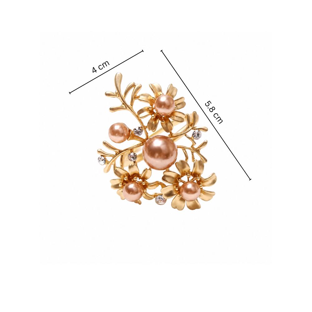 Flora Napkin Rings, Set of 6 - Gold
