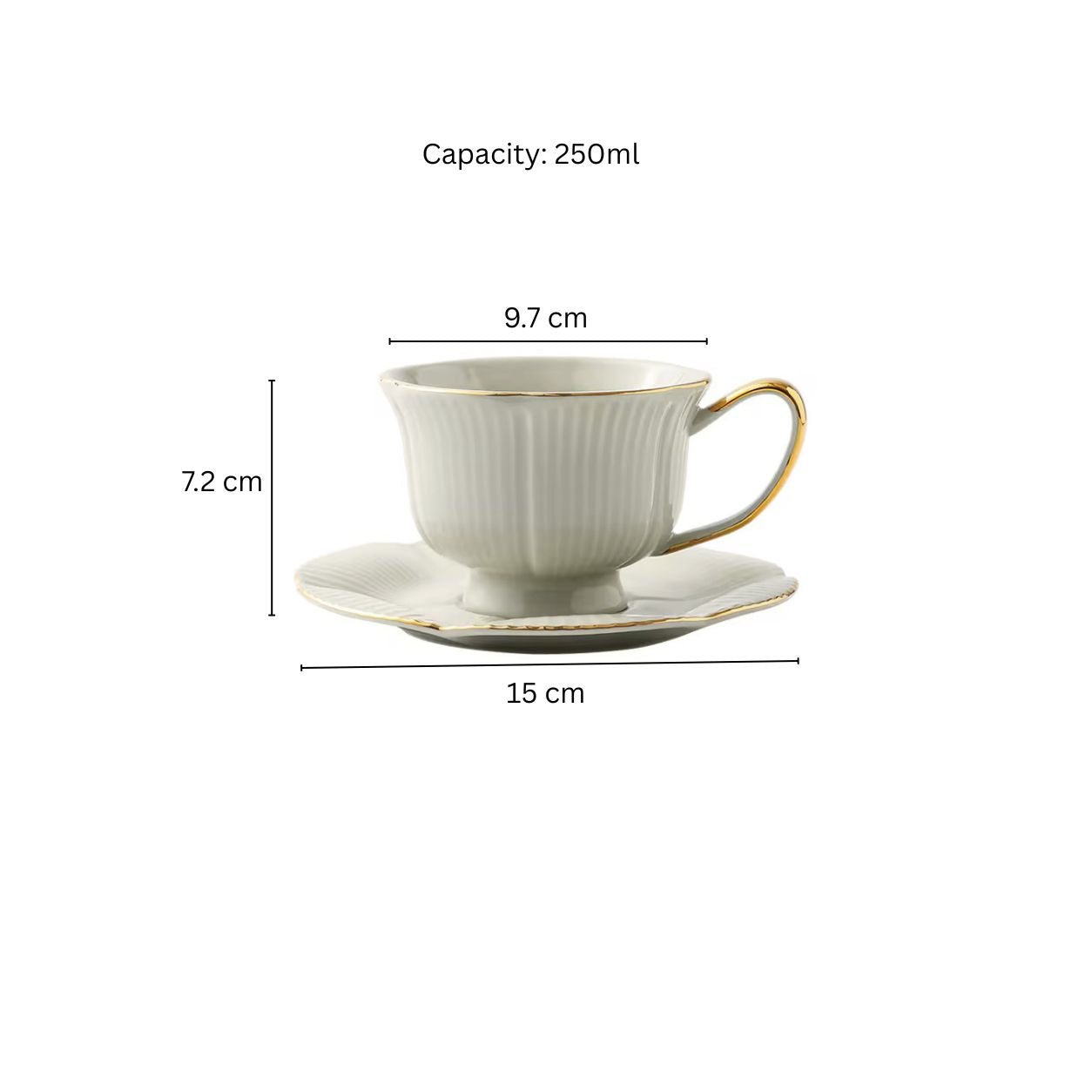 Allure Ceramic Cup With Saucer - Pistachio Green