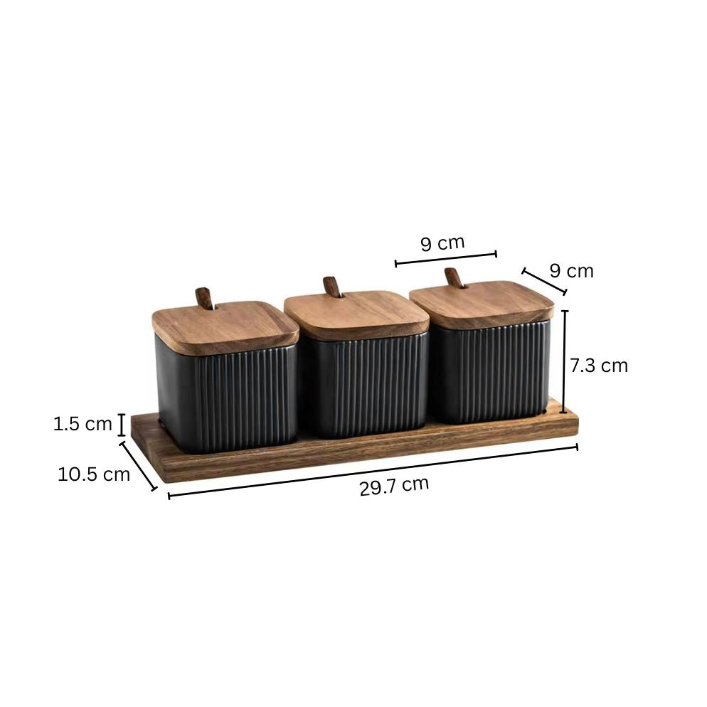 Ceramic Trio Condiment Set - Black