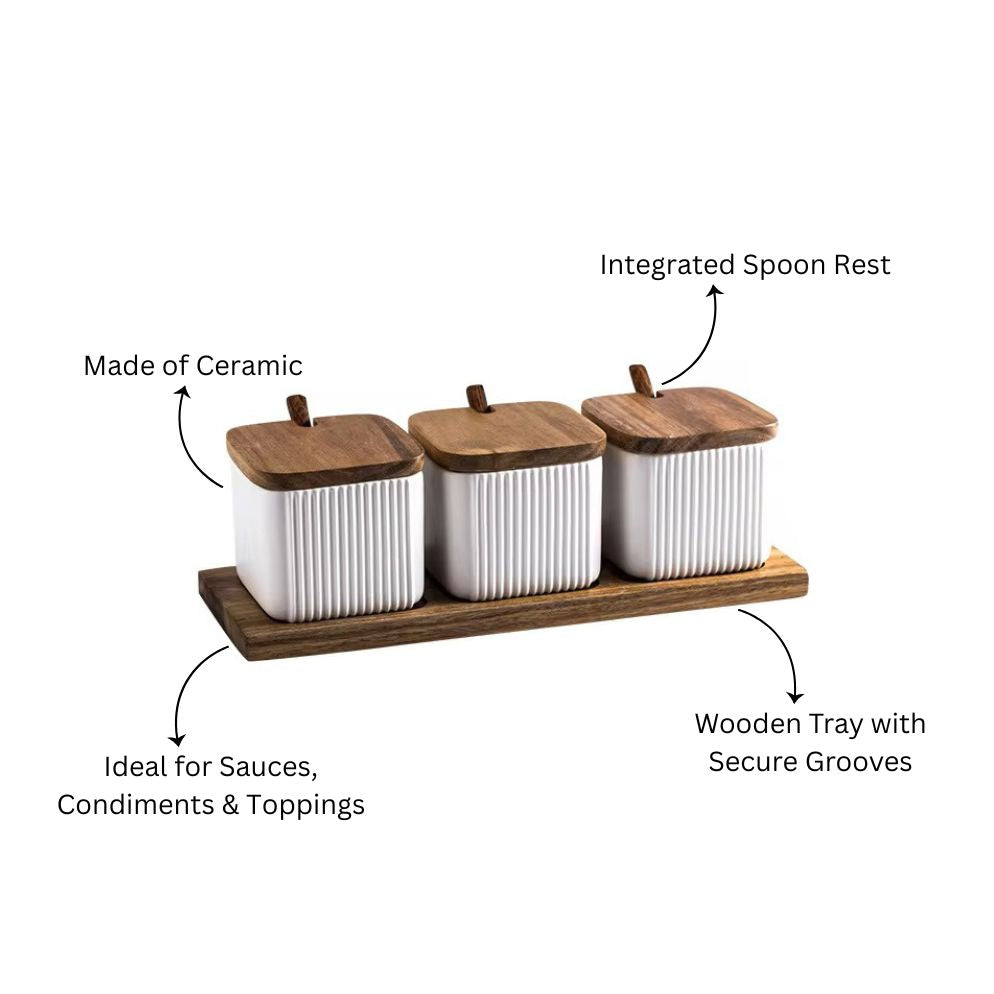 Ceramic Trio Condiment Set - White