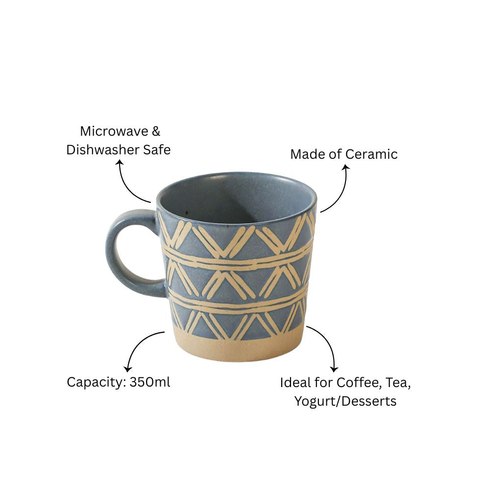 Ceramic Tapered Mug Triangles - Rustic Blue
