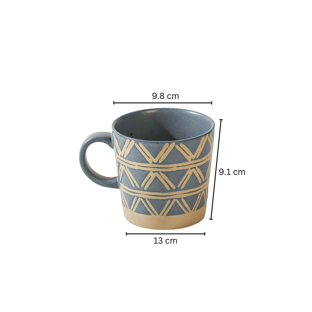 Ceramic Tapered Mug Triangles - Rustic Blue