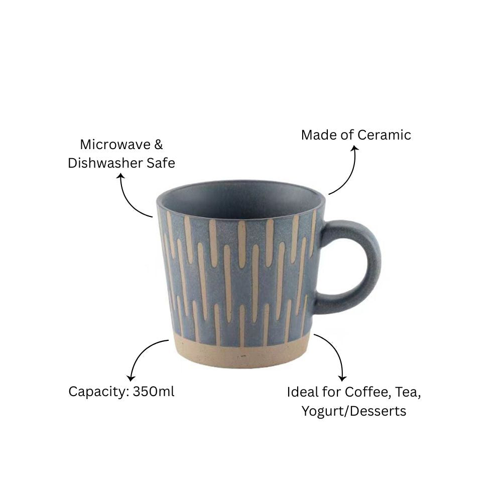 Ceramic Tapered Mug Lines - Rustic Blue
