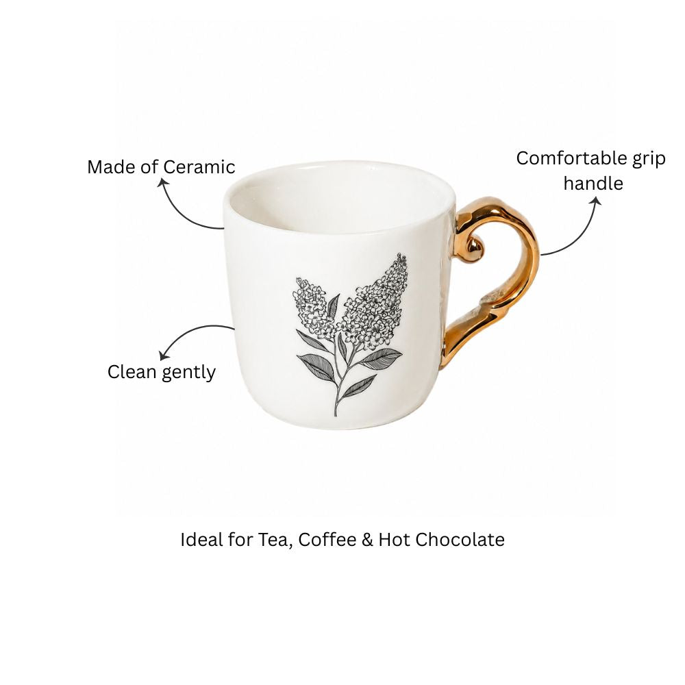 Flora Ceramic Mug White - Lilac