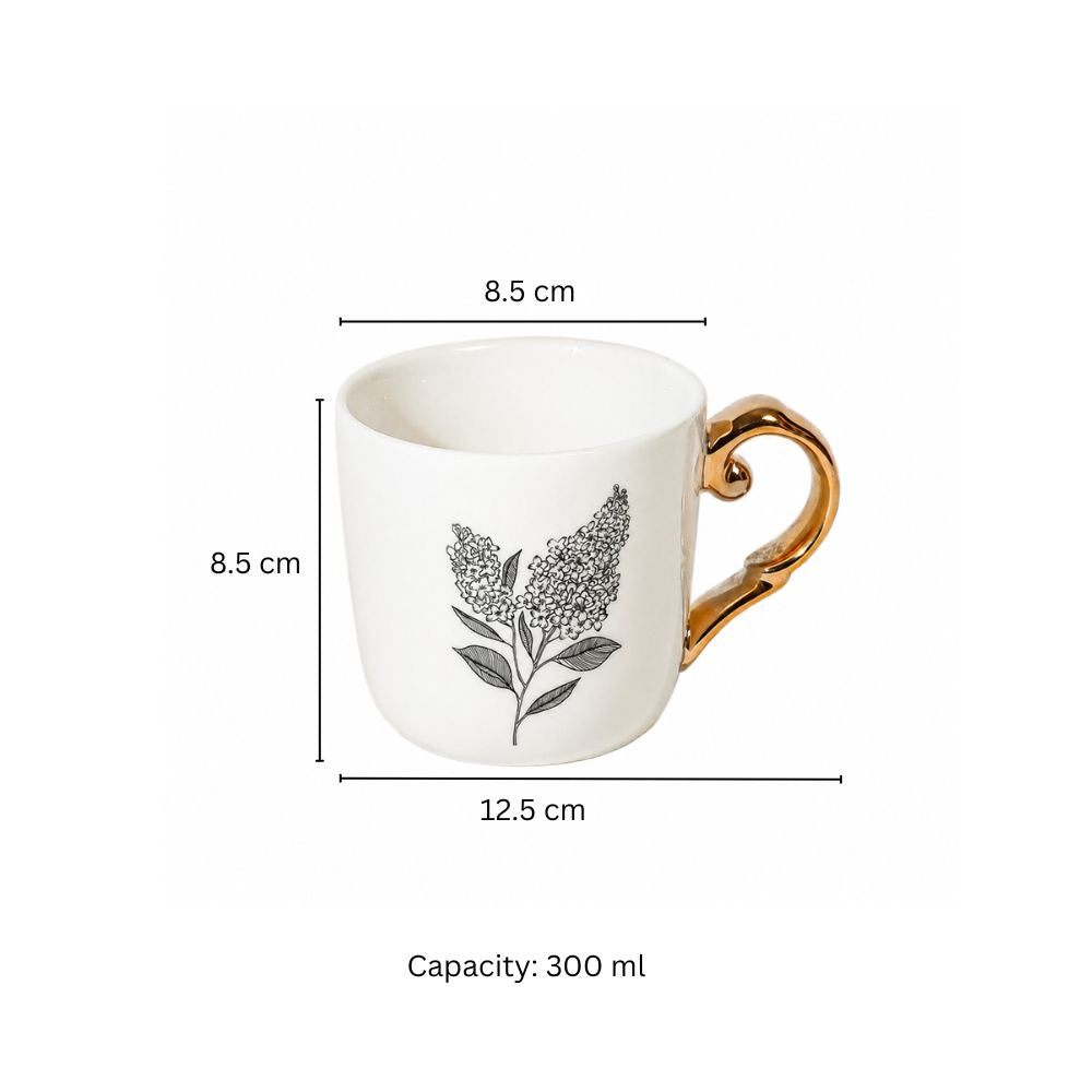 Flora Ceramic Mug White - Lilac