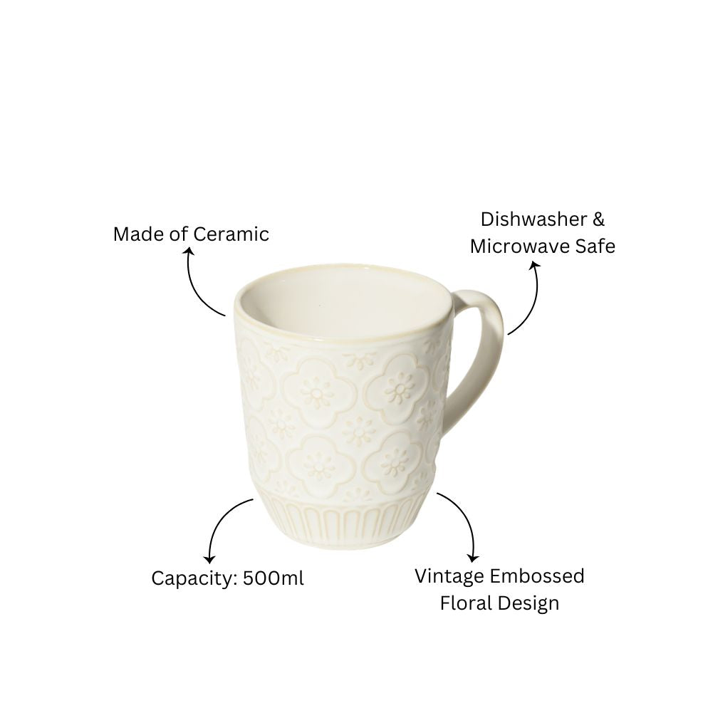 Mosaic Ceramic Coffee Mug - Chiffon White