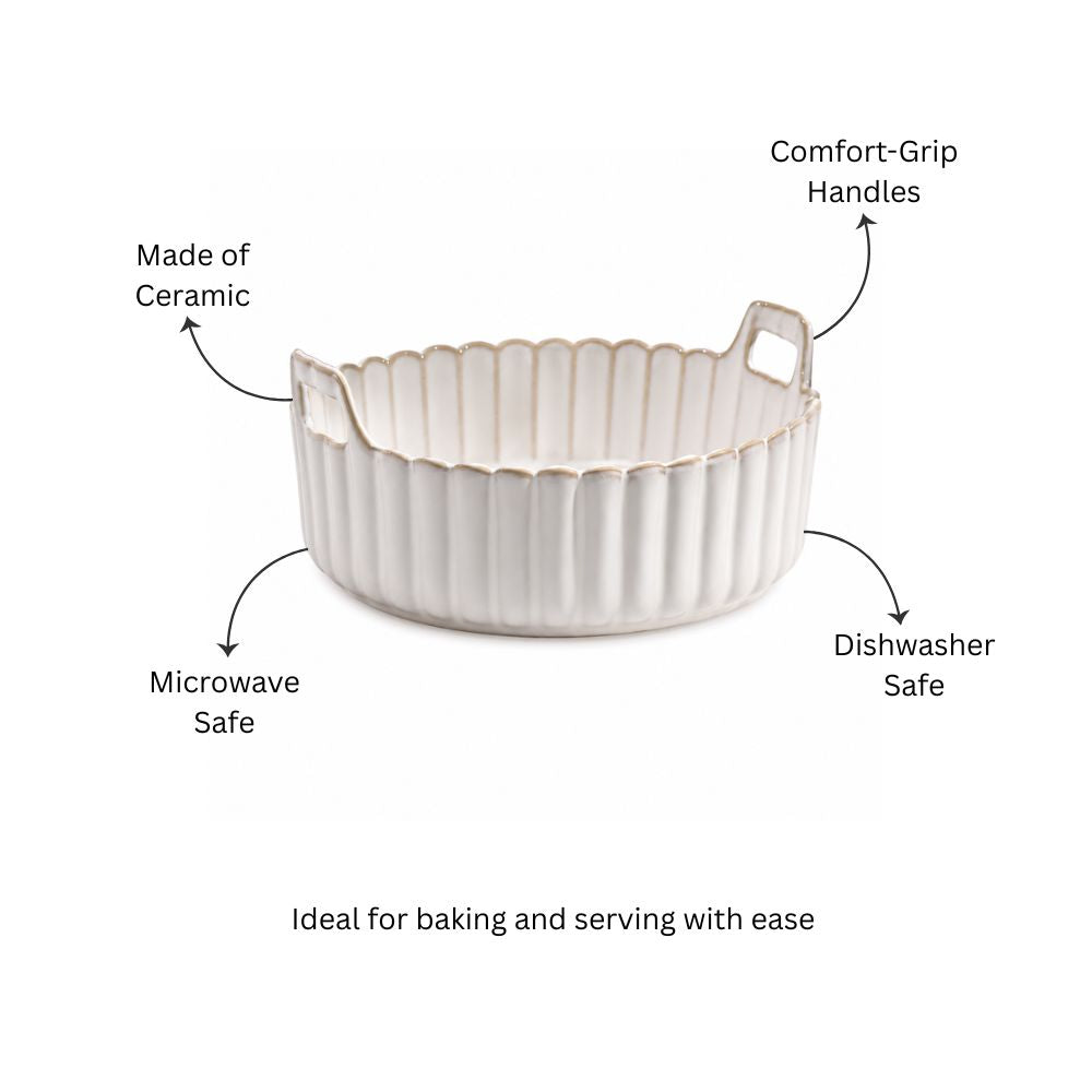 Scallop Round Baking Dish - Ivory