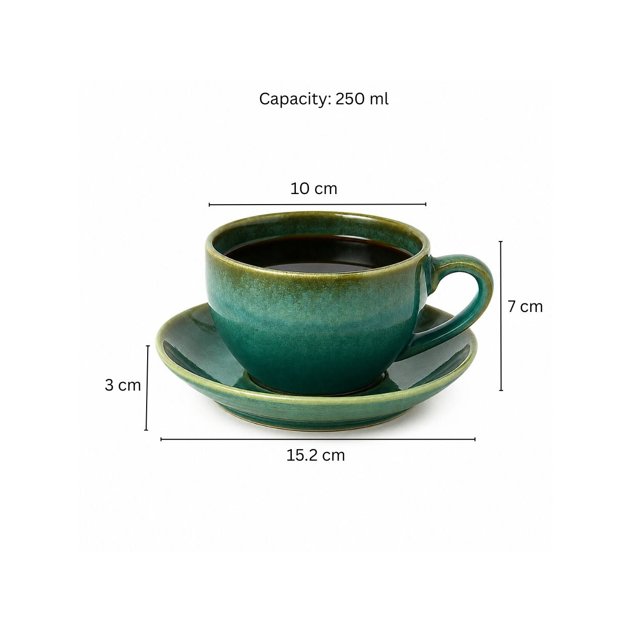 Amici Ceramic Cup and Saucer Set - Moss Green