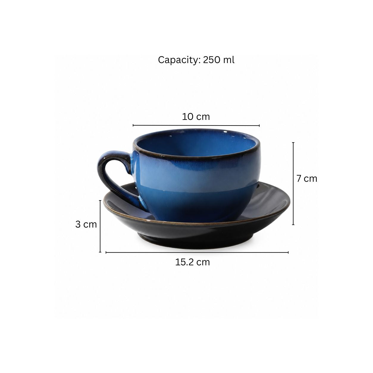 Amici Ceramic Cup and Saucer Set - Ocean Blue