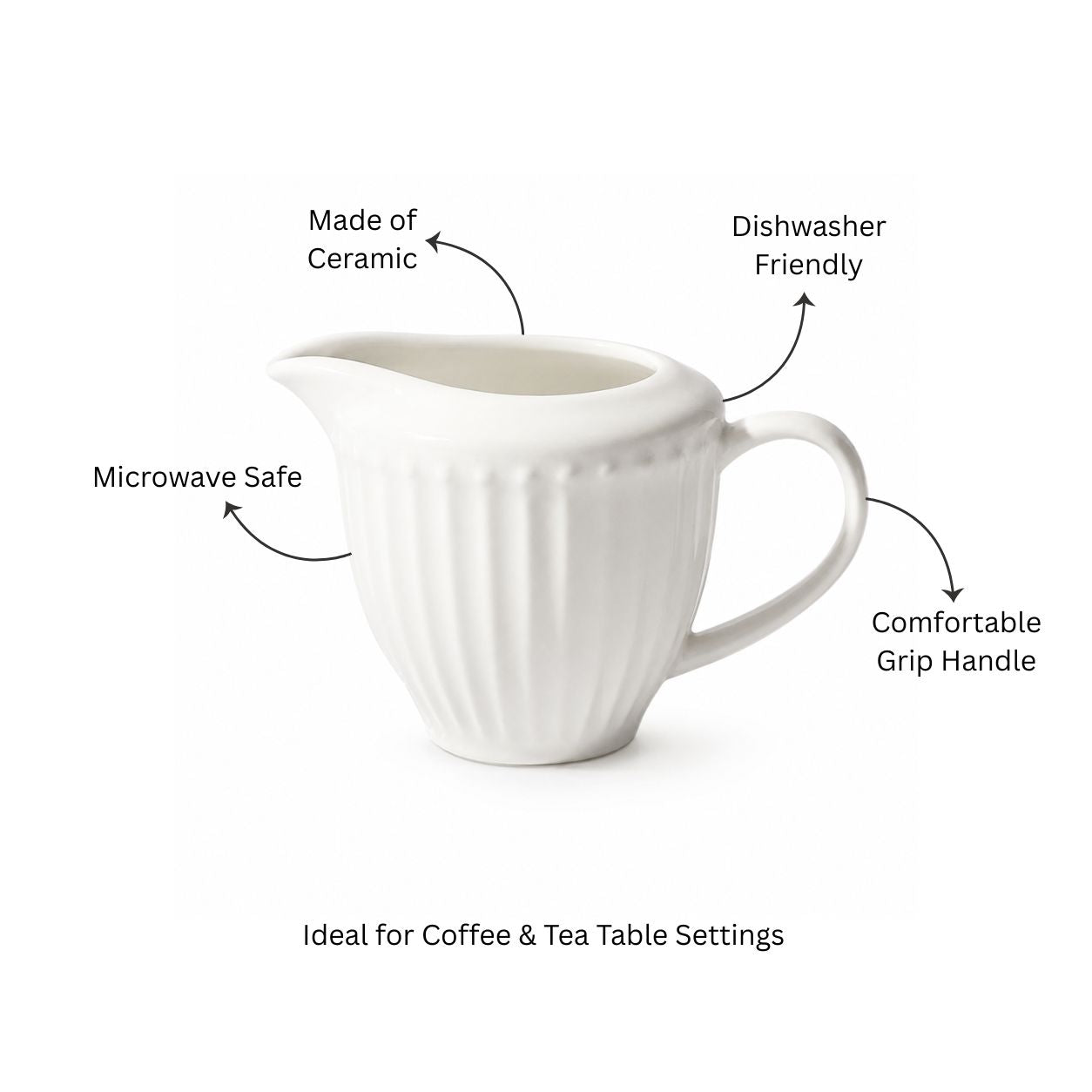 Aria Ceramic Milk Jug - White